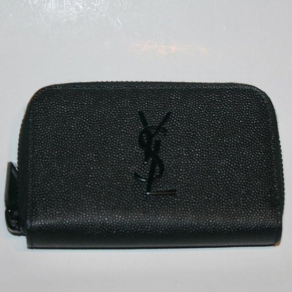 Saint Laurent Black Ysl Monogram Zip Around Wallet - Picture 1 of 5